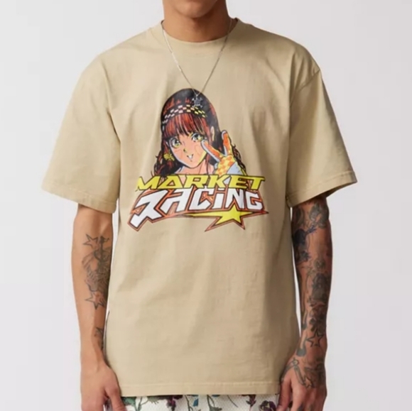 💥BUY 2 GET 1 FREE Market UO Exclusive On Any Sunday Tee Shirts, Size M & L, Tan - Picture 2 of 8